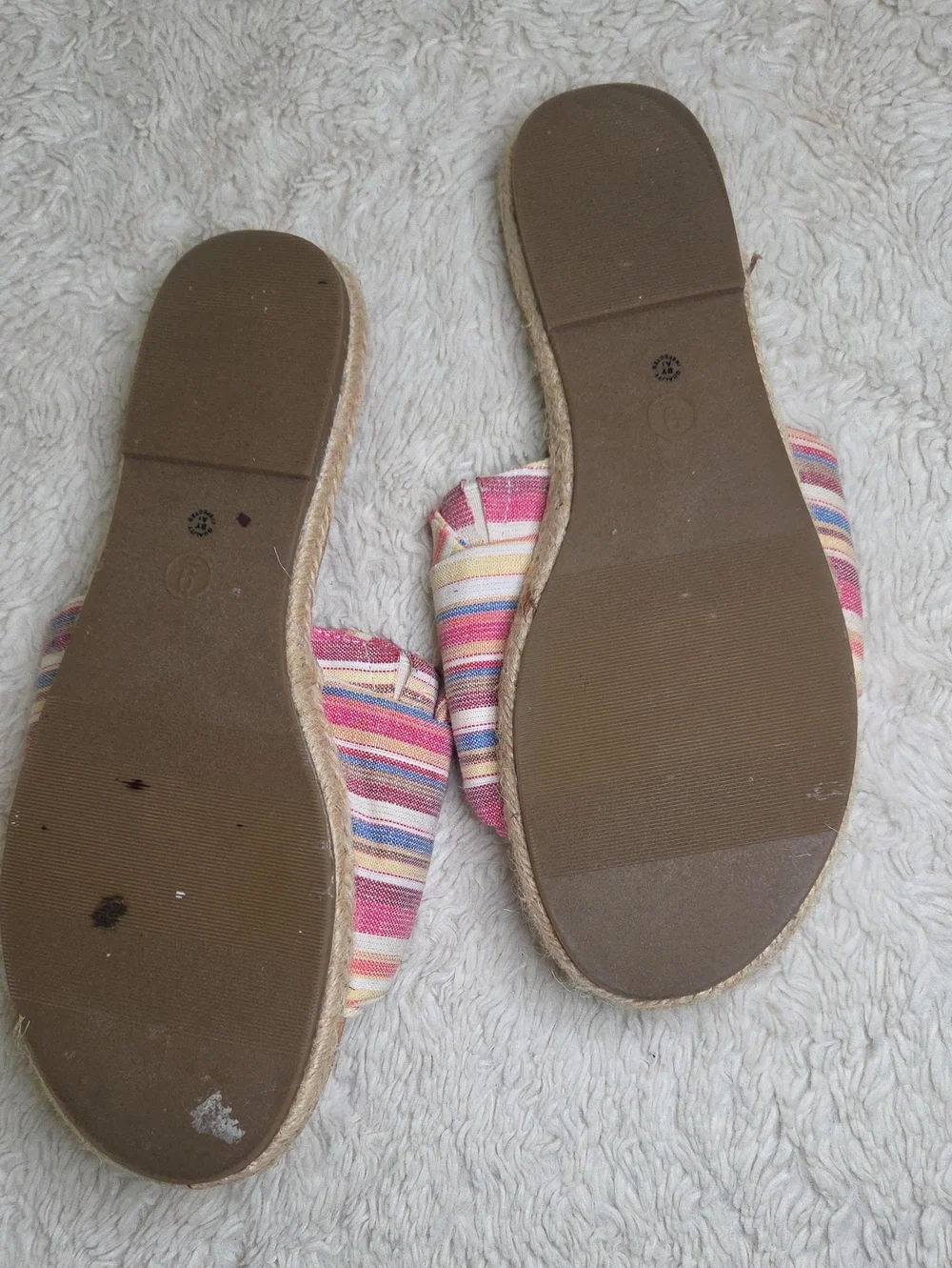Women's A.N.A. Woven Bow Striped Sandals Slides Sz 9